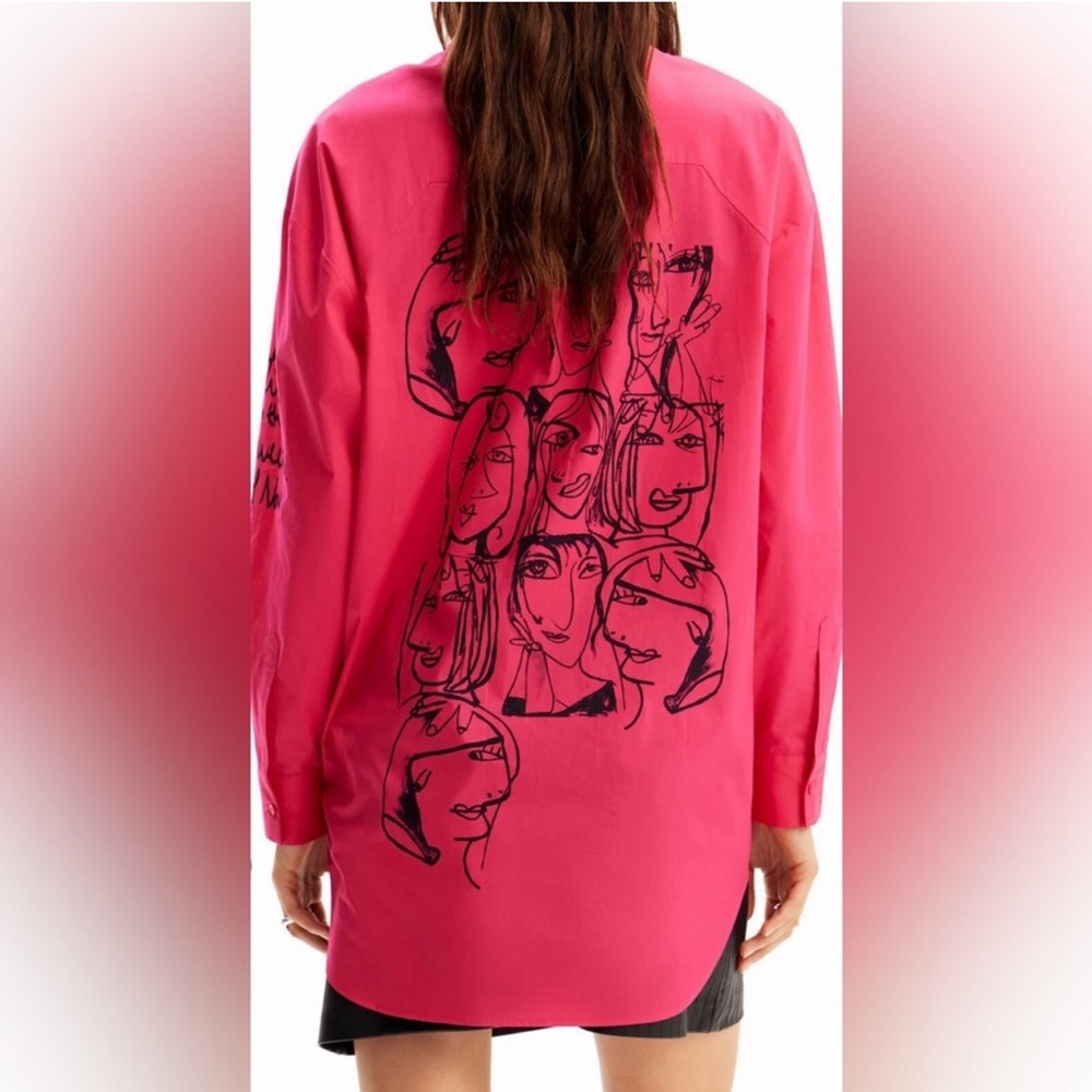 Desigual Faces Shirt/Dress in Fushsia by Javier Mariscal NWT L/XL
